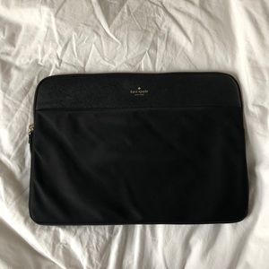 Kate Spade black leather & nylon 16in laptop case